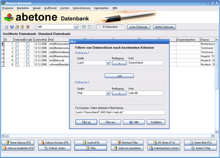 Abetone-Datenbank Screenshot